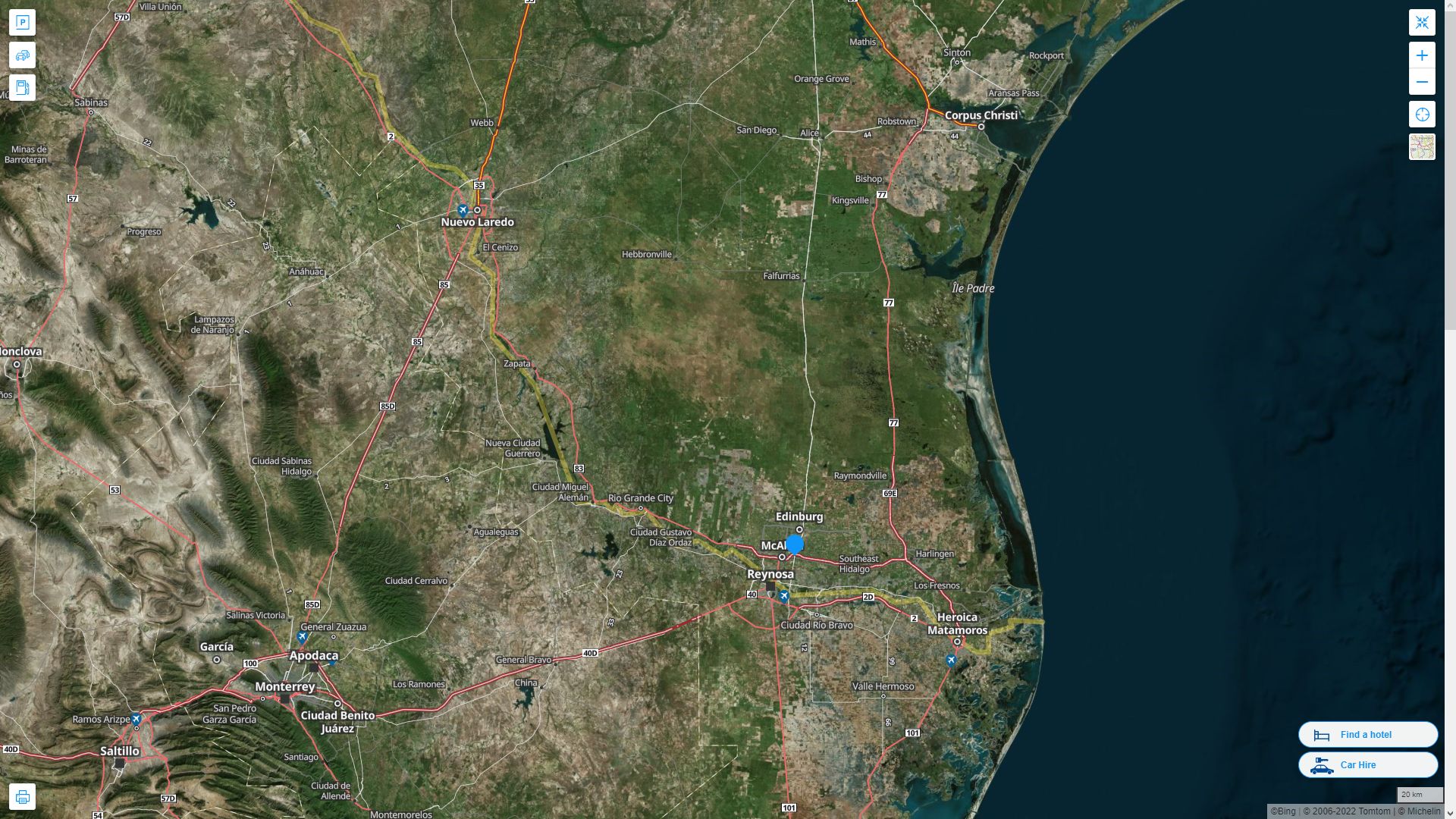 Pharr Texas Highway and Road Map with Satellite View